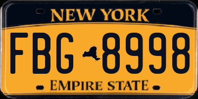 NY license plate FBG8998