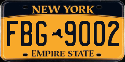 NY license plate FBG9002