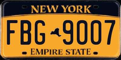 NY license plate FBG9007