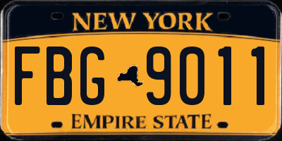NY license plate FBG9011
