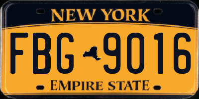 NY license plate FBG9016