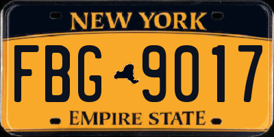 NY license plate FBG9017