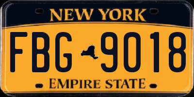 NY license plate FBG9018