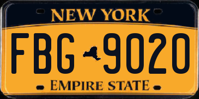 NY license plate FBG9020