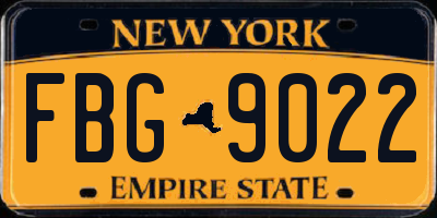 NY license plate FBG9022