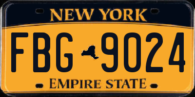 NY license plate FBG9024
