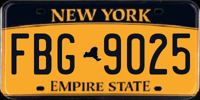 NY license plate FBG9025