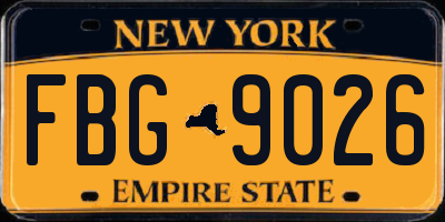 NY license plate FBG9026