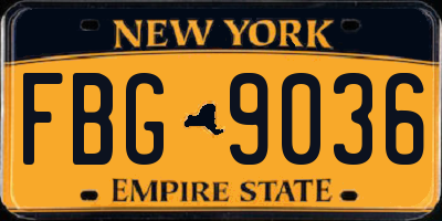 NY license plate FBG9036