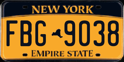 NY license plate FBG9038