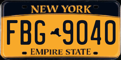 NY license plate FBG9040