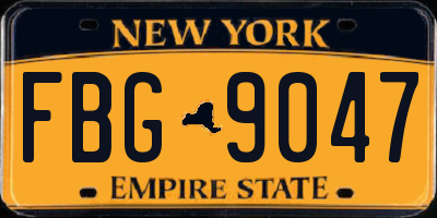 NY license plate FBG9047