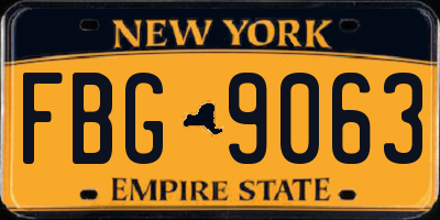 NY license plate FBG9063