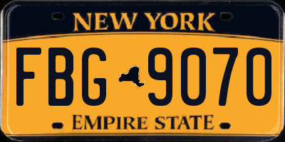 NY license plate FBG9070