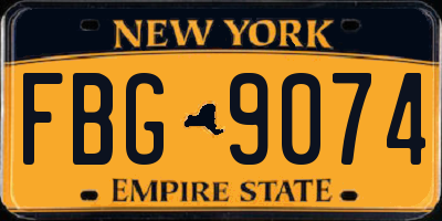 NY license plate FBG9074