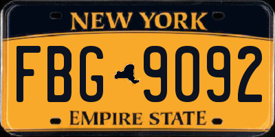 NY license plate FBG9092