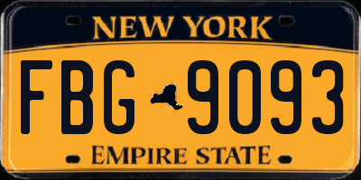 NY license plate FBG9093