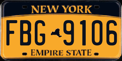 NY license plate FBG9106