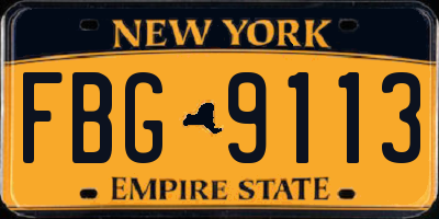 NY license plate FBG9113