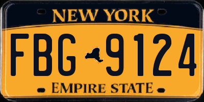 NY license plate FBG9124