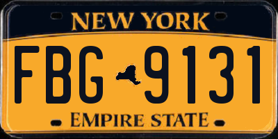 NY license plate FBG9131