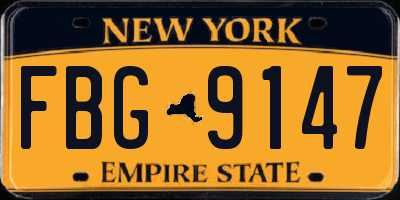 NY license plate FBG9147