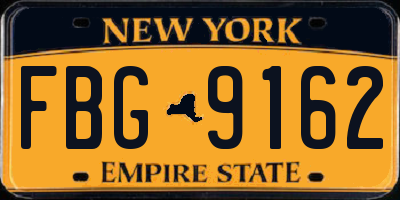 NY license plate FBG9162