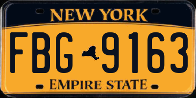 NY license plate FBG9163