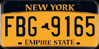 NY license plate FBG9165