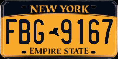 NY license plate FBG9167