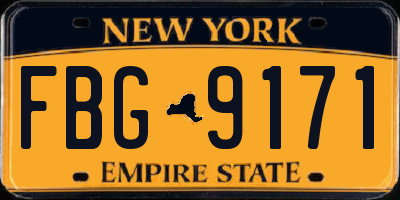 NY license plate FBG9171