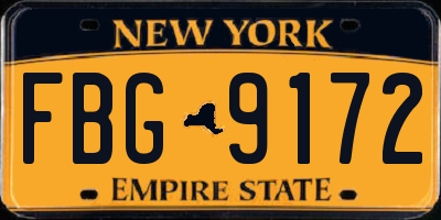 NY license plate FBG9172
