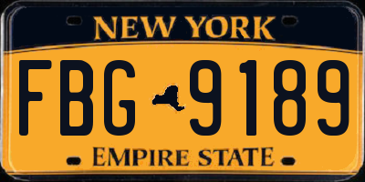 NY license plate FBG9189