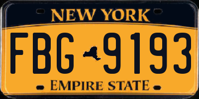 NY license plate FBG9193