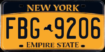 NY license plate FBG9206
