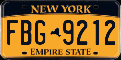 NY license plate FBG9212