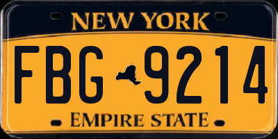 NY license plate FBG9214