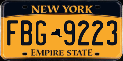 NY license plate FBG9223