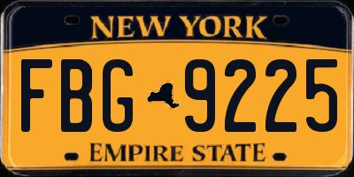 NY license plate FBG9225