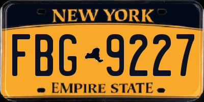 NY license plate FBG9227