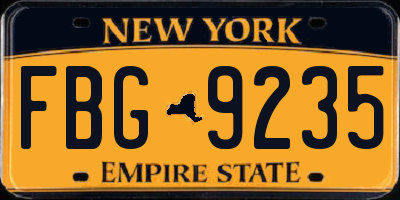 NY license plate FBG9235