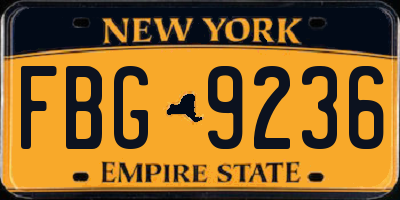 NY license plate FBG9236