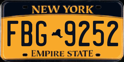 NY license plate FBG9252