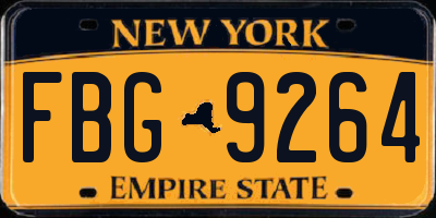 NY license plate FBG9264