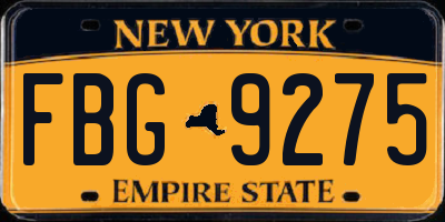 NY license plate FBG9275