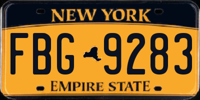 NY license plate FBG9283
