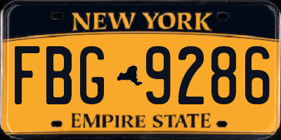 NY license plate FBG9286