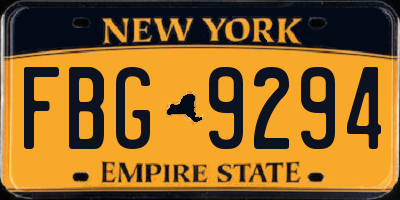 NY license plate FBG9294