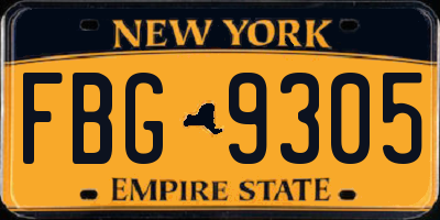 NY license plate FBG9305