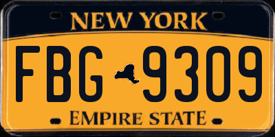 NY license plate FBG9309
